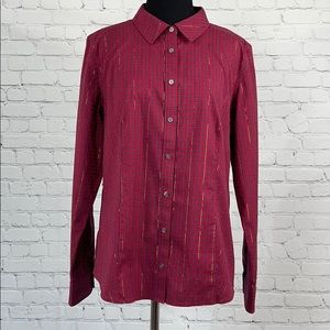 Talbots Wrinkle Resistant Red Plaid Blouse Size 12